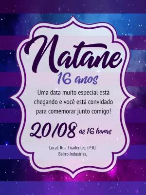 Convite de Aniversário Galáxia Roxo para Editar Online