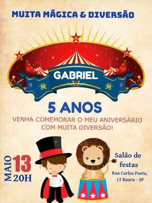 Convite de Aniversário Circo Mágico para Editar Online