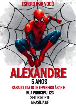 Convite de Aniversário Homem Aranha para Editar e Imprimir