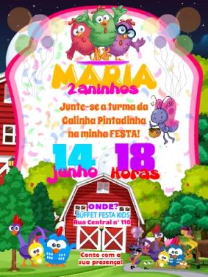 Convite Aniversário Galinha Pintadinha para Editar Online