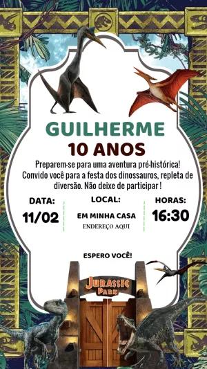 Convite de Aniversário Dinossauro Jurassic Park para Editar