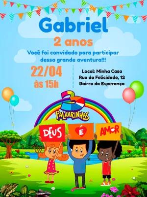 Convite Aniversário 3 Palavrinhas para Editar Online