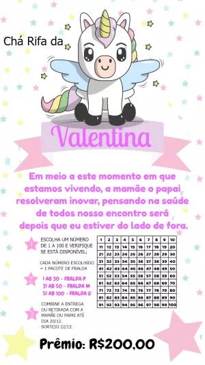 Chá Rifa de Unicórnio Fofo para Editar e Imprimir Online