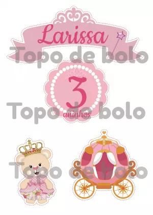 Topo de Bolo Aniversário Ursinha Princesa para Editar Online