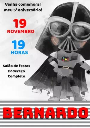 Convite de Aniversário Star Wars Darth Vader para Editar Online