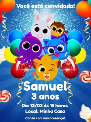 Convite de Aniversário Bolofofos para Editar Online