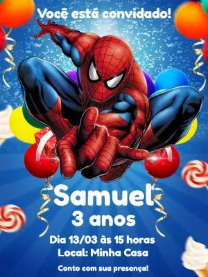 Convite de Aniversário Homem Aranha para Editar Online