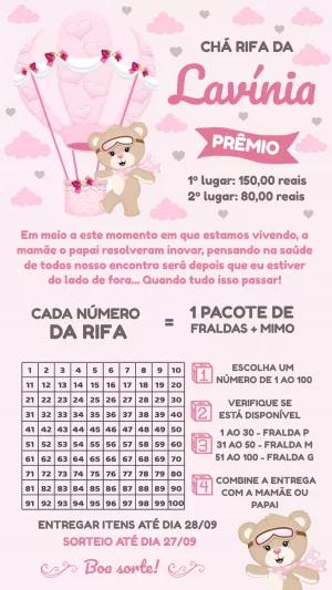 Convite Chá Rifa Ursinha Baloeira para Editar Online