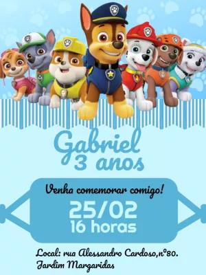 Convite de Aniversário Patrulha Canina para Editar Online