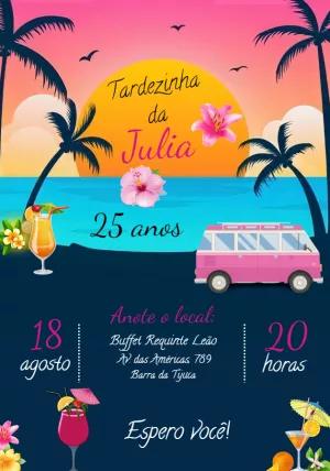 Convite Aniversário Tardezinha com Pôr do Sol para Editar