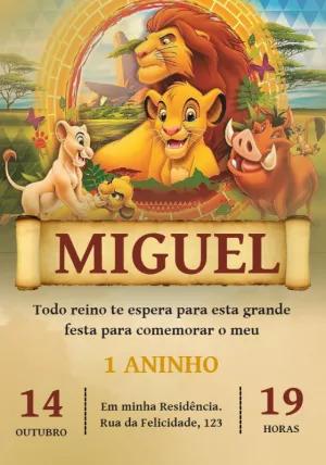 Convite Aniversário Rei Leão com a Turma para Editar Online