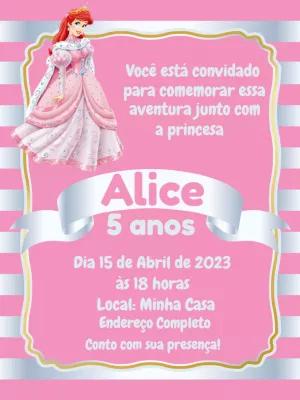 Convite de Aniversário Princesa Ariel para Editar Online