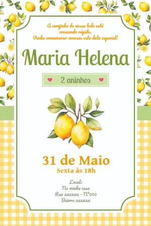 Convite Aniversário Limão Siciliano para Editar Online