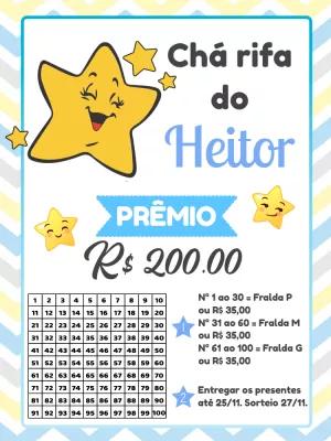 Convite Chá Rifa Estrelinha para Editar Online