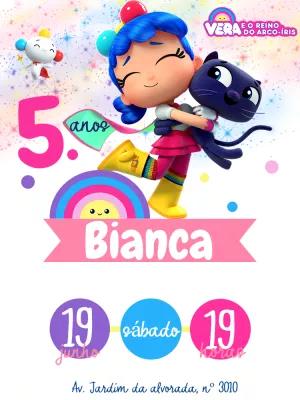 Convite Aniversário Vera e o Reino do Arco-Íris para Editar