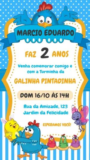 Convite Aniversário Galinha Pintadinha para Editar Online