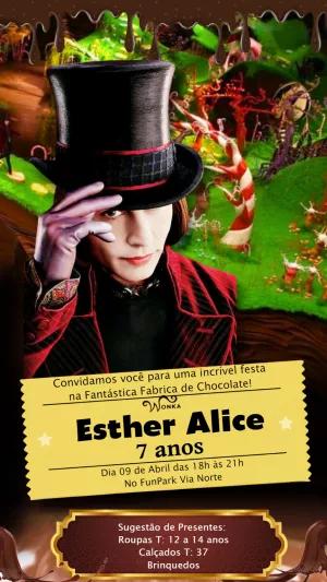 Convite Aniversário Wonka Fantástica Fábrica para Editar Online
