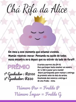 Convite Chá Rifa Nuvem com Coroa para Editar Online