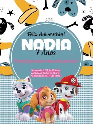 Convite de Aniversário Patrulha Canina para Editar Online