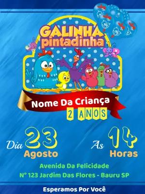 Convite Aniversário Galinha Pintadinha para Editar Online