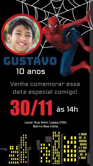 Convite Aniversário Homem Aranha com Foto para Editar Online