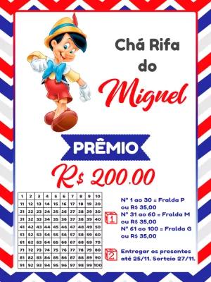 Chá Rifa Pinóquio Editável Online para Enviar