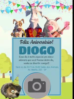 Convite Aniversário Masha e o Urso com Foto para Editar Online