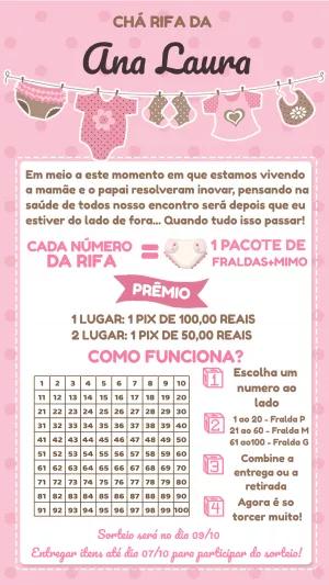 Chá Rifa Menina Varal de Roupas para Editar Online