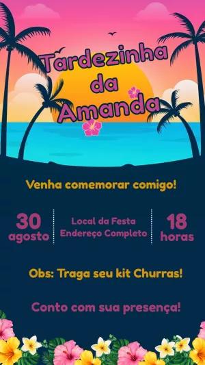 Convite Tardezinha Aniversário Tropical Editável Online