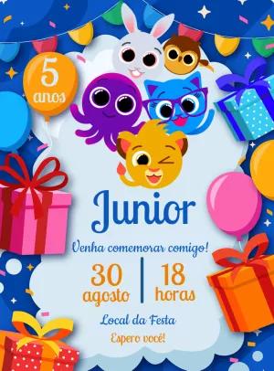 Convite de Aniversário Bolofofos com Personagens para Editar Online