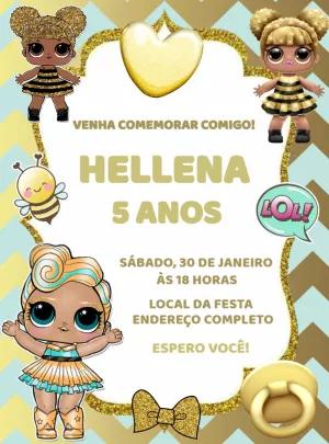 Convite Aniversário Lol Surprise Queen Bee para Editar Online
