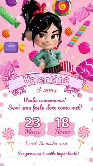 Convite Aniversário Vanellope Detona Ralph para Editar Online