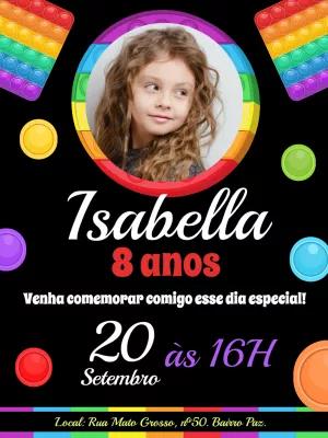 Convite de Aniversário Fidget Toys com Foto para Editar Online