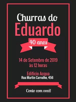 Convite de Aniversário Churrasco Moderno para Editar Online