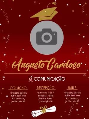 Convite de Formatura Comunicação com Foto para Editar Online