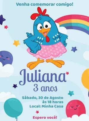 Convite de Aniversário Galinha Pintadinha para Editar Online