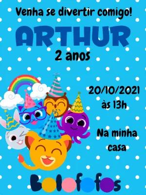 Convite de Aniversário Bolofofos com Personagens para Editar Online