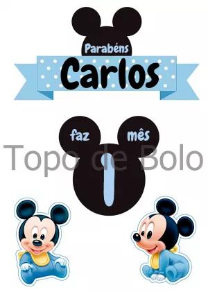 Topo de Bolo Mickey Baby Mesversário para Editar Online