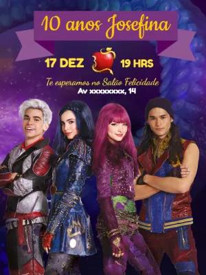 Convite Aniversário Descendentes para Editar Online e Imprimir