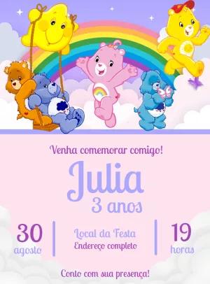 Convite de Aniversário Ursinhos Carinhosos para Editar Online