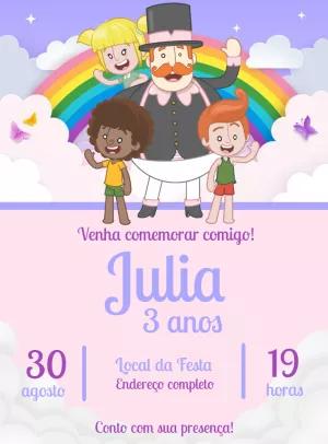 Convite de Aniversário Mundo Bita com Personagens para Editar