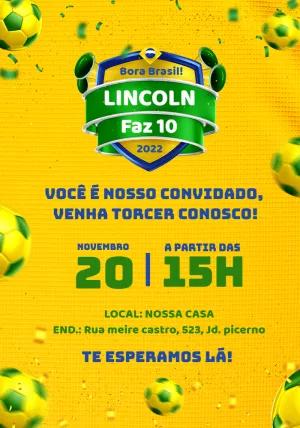 Convite Aniversário Futebol Brasil Hexa para Editar Online