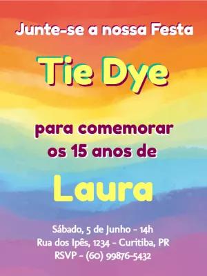 Convite de Aniversário Tie Dye Colorido para Editar Online