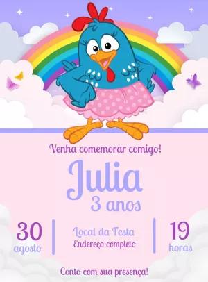 Convite de Aniversário Galinha Pintadinha para Editar Online