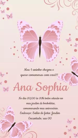 Convite Aniversário Jardim de Borboletas para Editar Online
