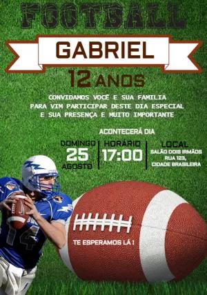 Convite de Aniversário Futebol Americano para Editar Online