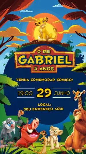 Convite de Aniversário O Rei Leão para Editar Online
