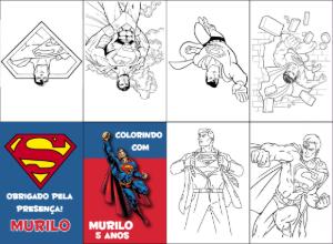 Mini Livro de Colorir Super Homem para Aniversário Editável Online
