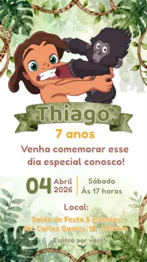 Convite Digital Aniversário Infantil Tema Tarzan