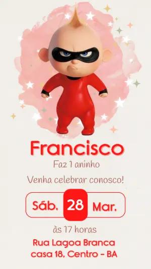 Convite de Aniversário Zezé Pêra Os Incríveis Editável